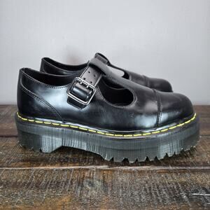 Dr Martens Bethan Womens Size 9 Leather Platform Shoes Black